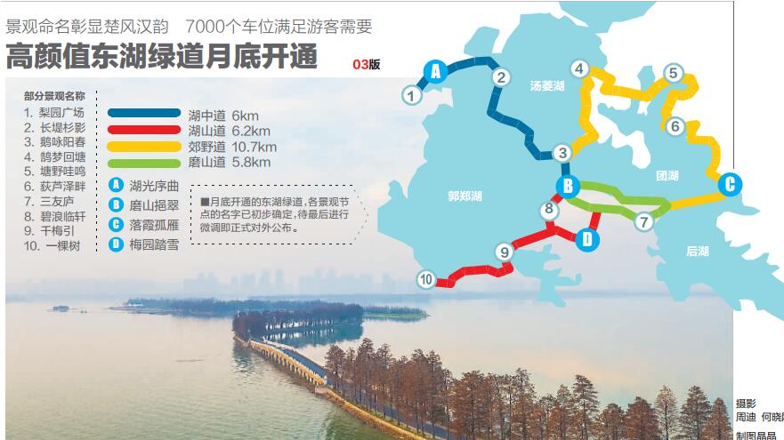 高颜值东湖绿道月底开通 7000个车位满足游客需要