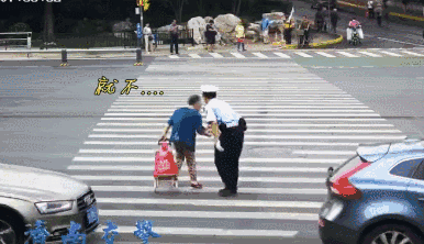 她讲着交警蜀黍过去一把弯腰抓住视频中老奶奶执意闯信号过马路他们真