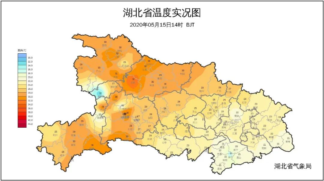 鄂东的凉爽东部最高气温仅20-24℃今天省内大部没有了雨水"叨扰"气温