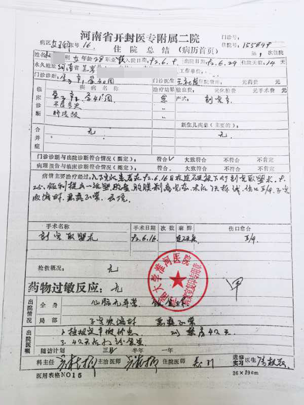 20多年前医院没有电子病案,病历都是手写的,且医院经历改名(原名为