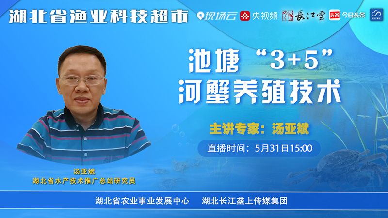 5月31日15:00,我们将邀请湖北省水产技术推广总站研究员汤亚斌,为您