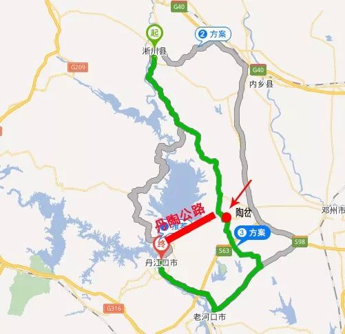 丹陶公路起于丹江口市东环路,经鄂豫交界白果树隧道,与河南省淅川段