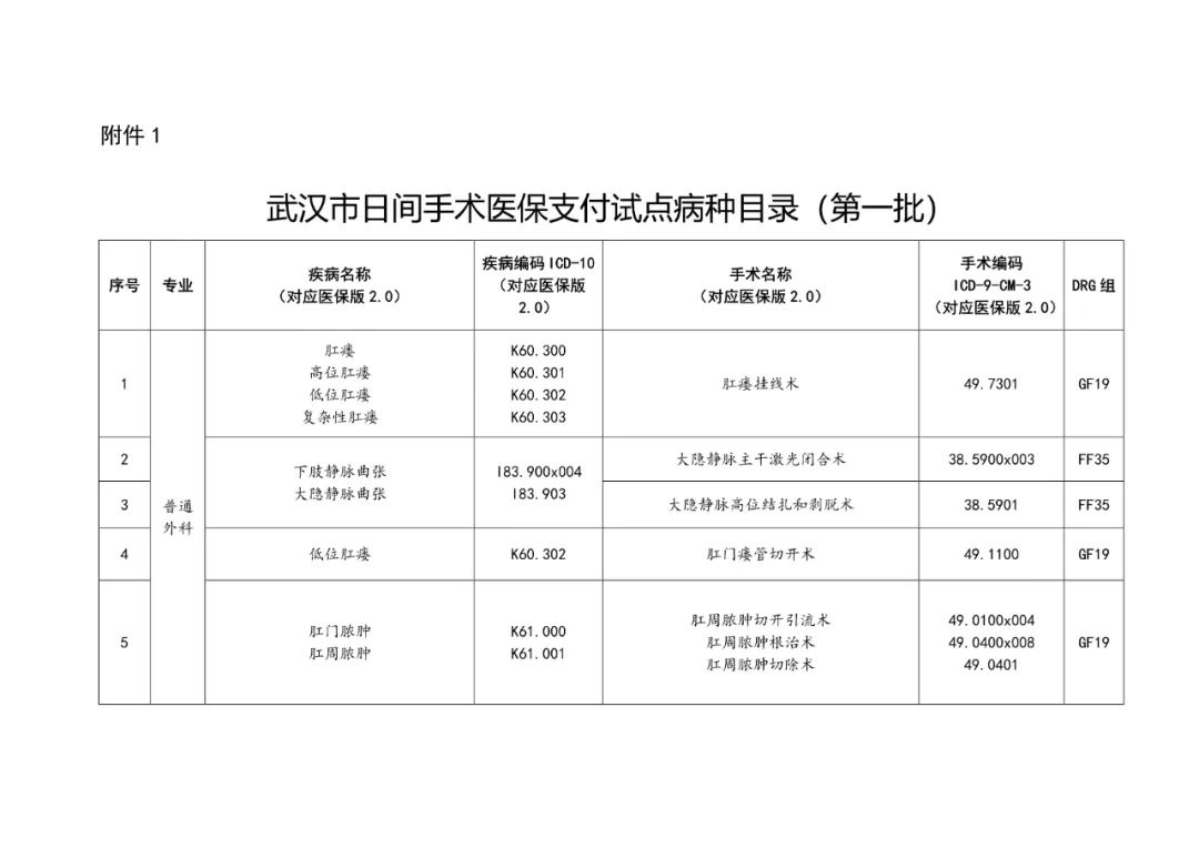 武汉市日间手术医保支付试点病种目录(第一批)点击查看大图↓下一步