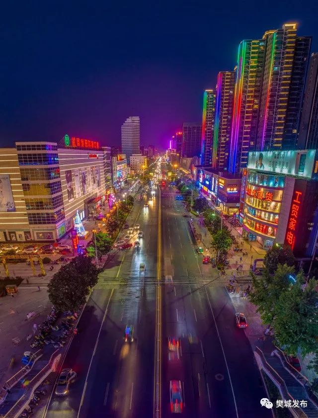 长虹路商圈长虹路晚霞襄阳火车站襄阳火车站航拍夜景卧龙大桥明珠广场