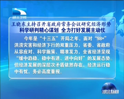 王晓东主持召开省政府常务会议研究经济形势  