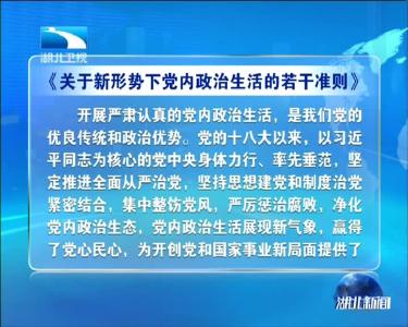 《关于新形势下党内政治生活的若干准则》播发
