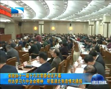 湖北省政协十一届十六次常委会议开幕 听取湖北制造情况通报