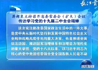 主持召开省委常委会(扩大)会议 传达学习党的十九届二中全会精神