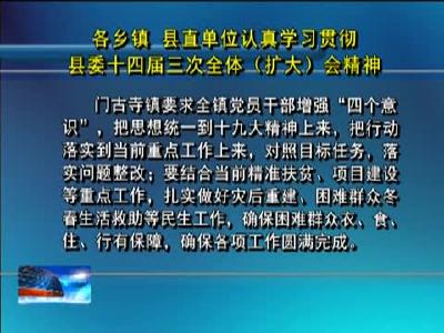 各乡镇 县直单位认真学习贯彻县委十四届三次全体（扩大）会精神