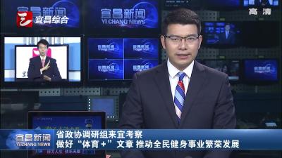 省政协调研组来宜考察 做好“体育＋”文章 推动全民健身事业繁荣发展