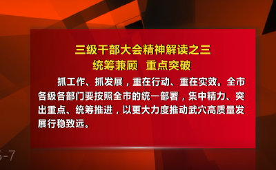 三级干部大会精神解读之三：统筹兼顾、重点突破