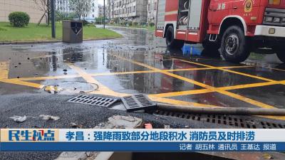 【民生视点】孝昌：强降雨致部分地段积水 消防员及时排涝