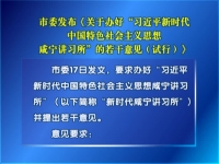 市委发布《关于办好“习近平新时代中国特色社会主义思想咸宁讲习所”的若干意见（试行）》