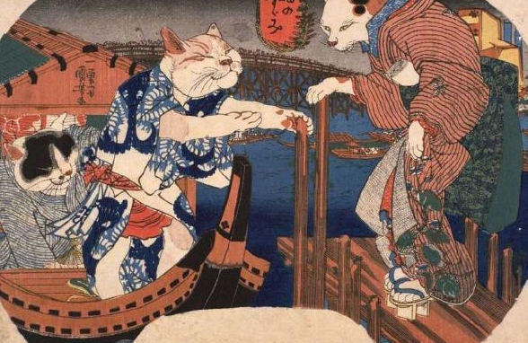 日画家以猫代人创作浮世绘嘲讽奢华之风