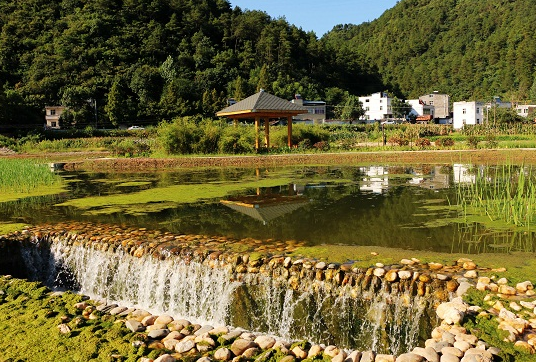 湖北十堰黄龙人工湿地通水试运行