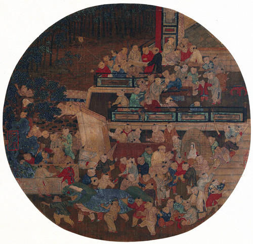 图为传为南宋李嵩所绘的《观灯图》,上面就画了一个供儿童玩耍的小象