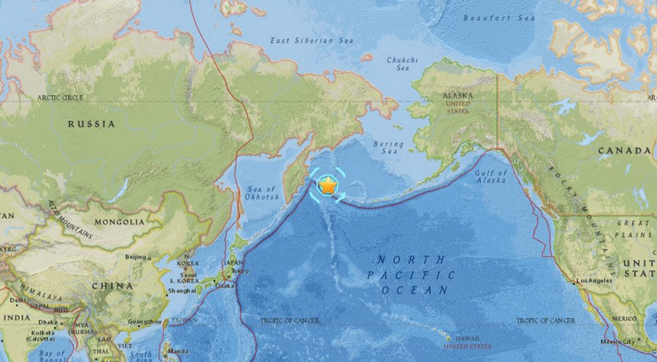 俄羅斯堪察加半島以東海域發生74級地震