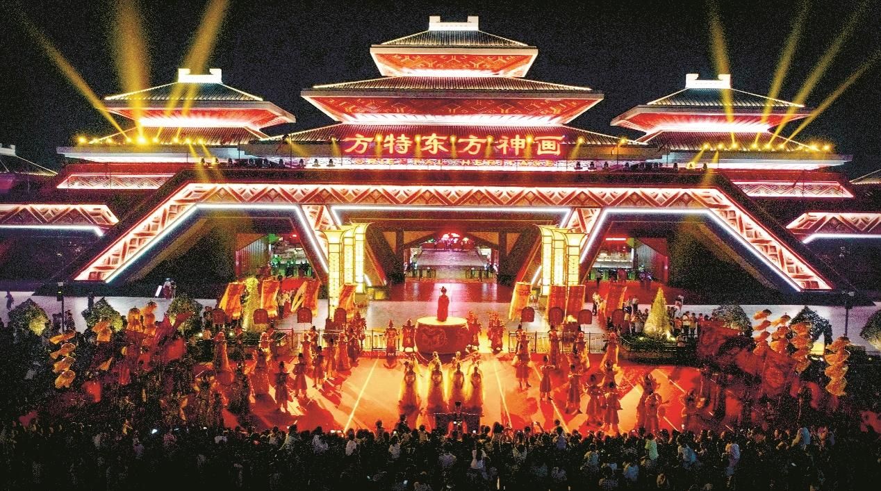 荆州方特网红级演艺"朝钟暮鼓"清江画廊荆山楚水,向来动人.