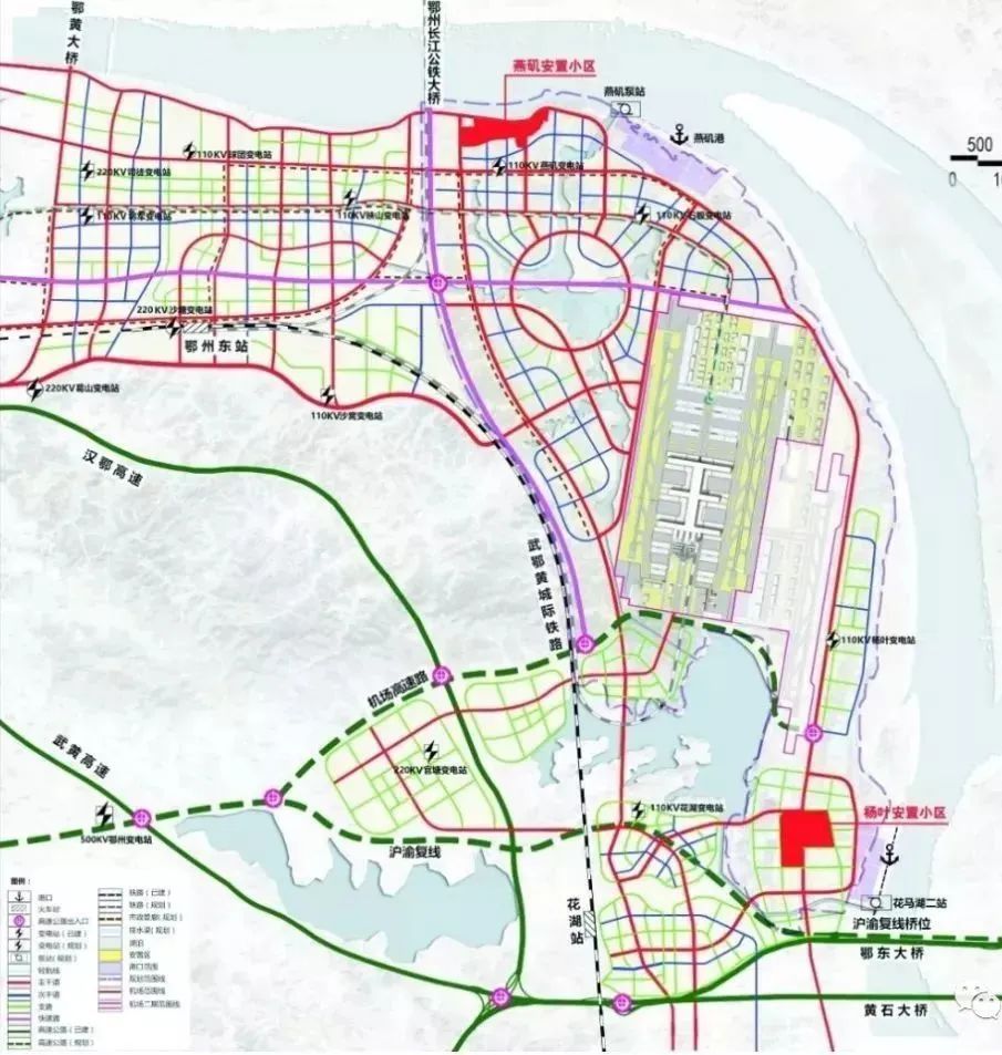 燕矶长江大桥规划图燕矶长江大桥地处黄冈和鄂州交界处,距上游鄂黄