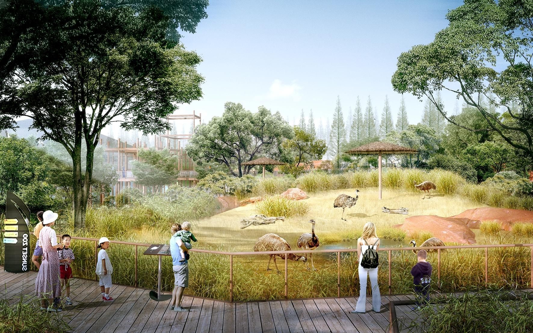 澳洲区效果图35年前,汉阳墨水湖畔一座半岛,因成百上千动物而沸腾.