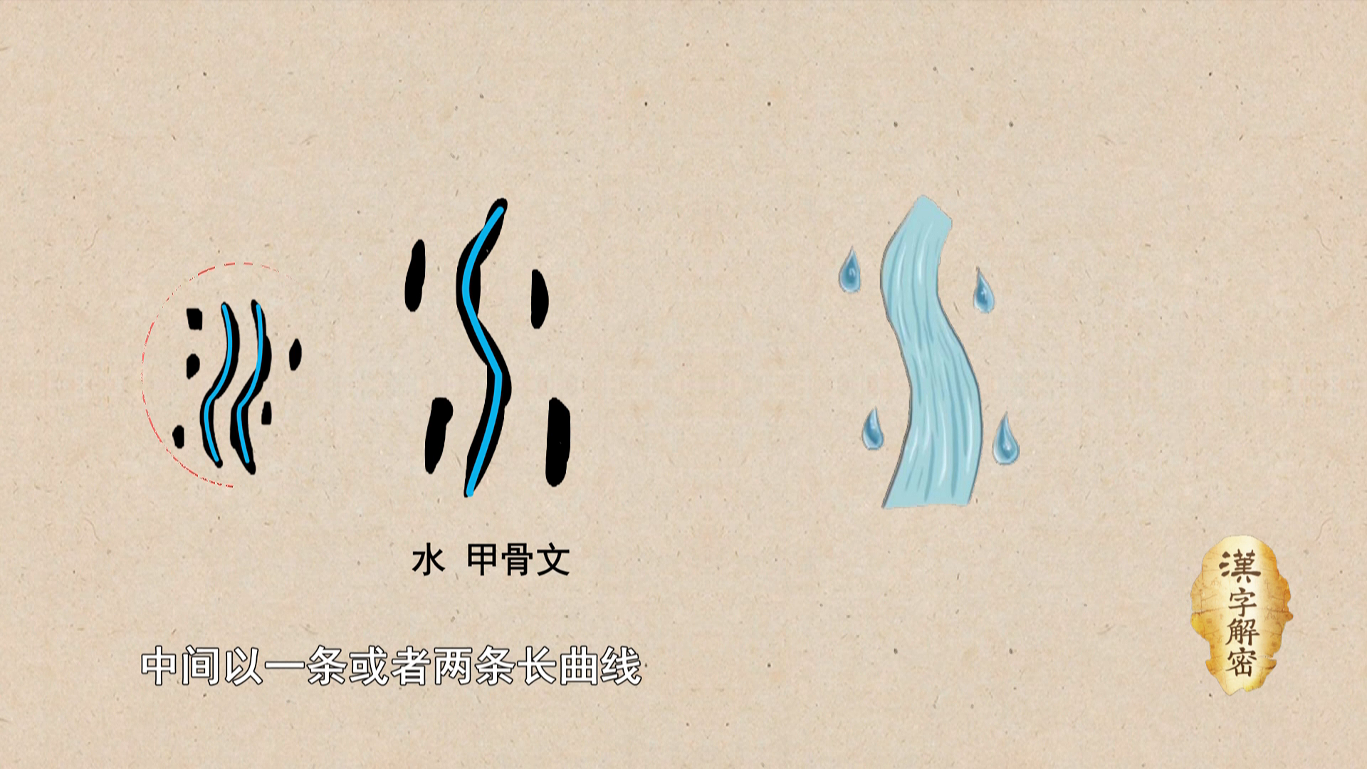 甲骨文有在水的两边各加一条长曲线或只画三条长曲线的字形,那是川字