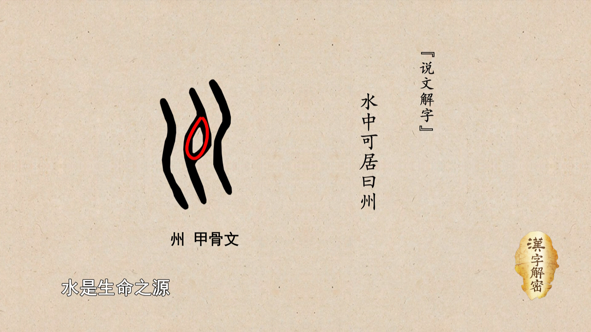 《说文解字》说:"水中可居曰州."水是生命之源,古人都是沿水而居的.