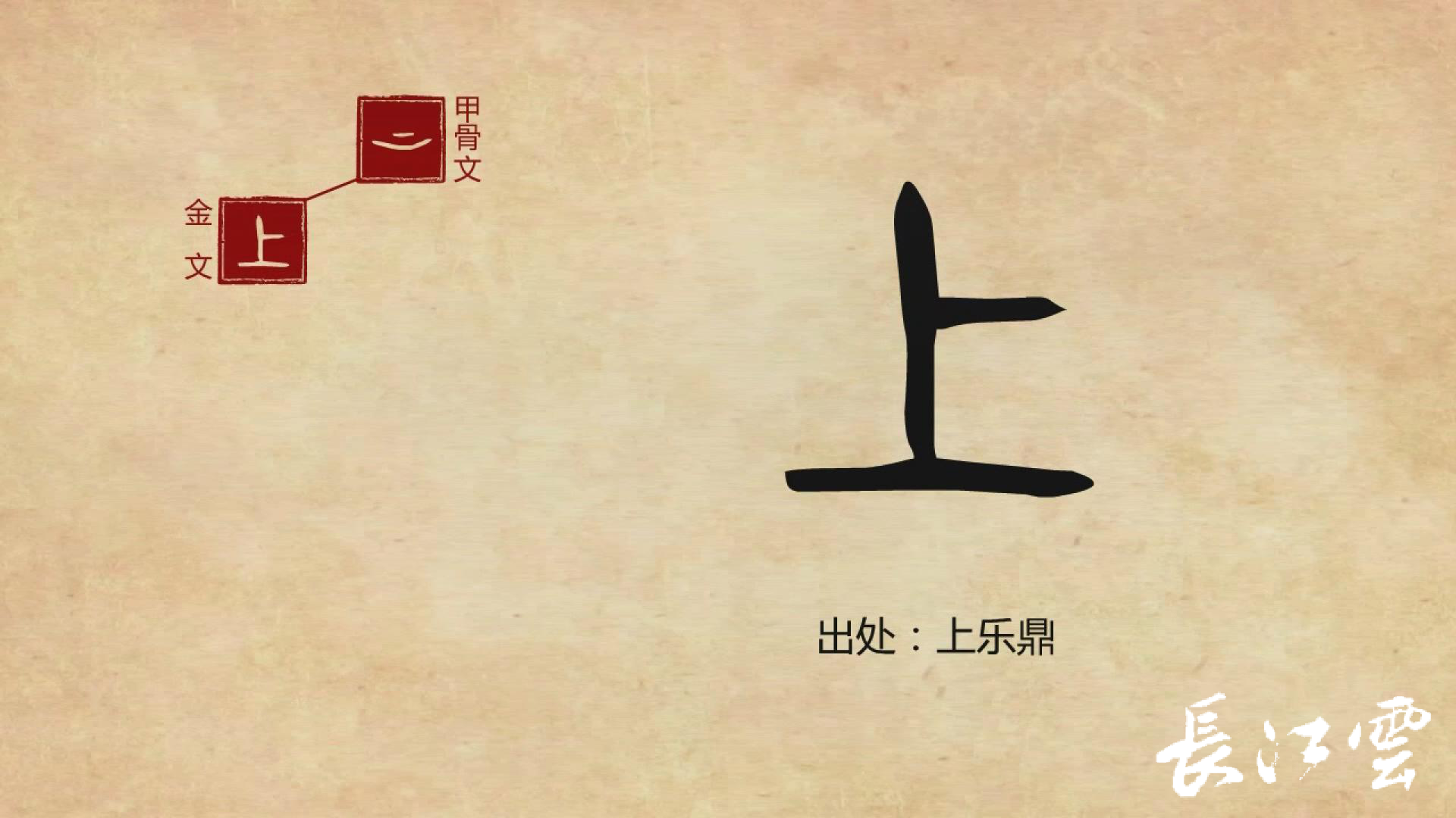 甲骨文里的"上"是个指事字,长横为