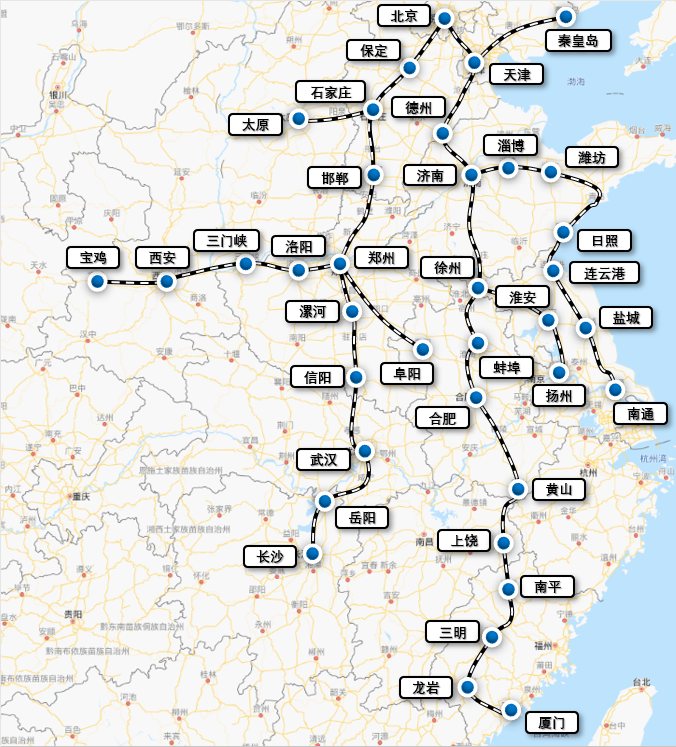中国高铁线路图 放大图片