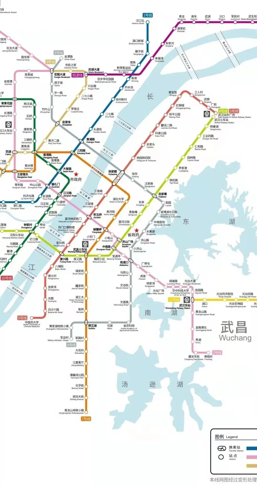 5号线也已更新2021版武汉地铁运营线路图上武汉首条全自动驾驶地铁试