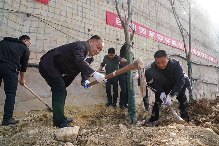 县委书记黄波(左二)参加植树活动3月9日,巴东广大干部职工来到东瀼