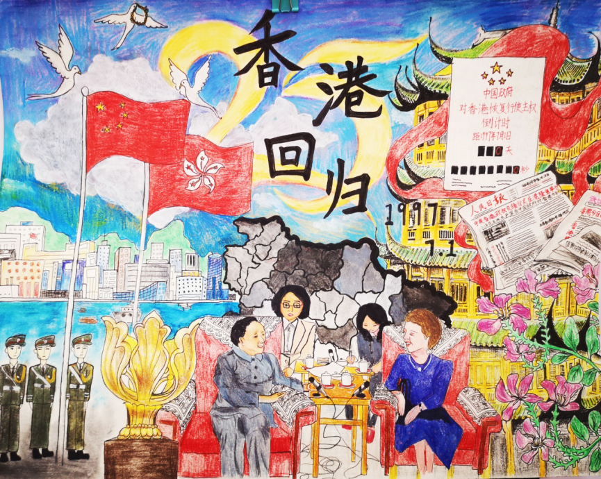 同心同梦庆回归北湖街道环保社区开展青少年绘画作品展