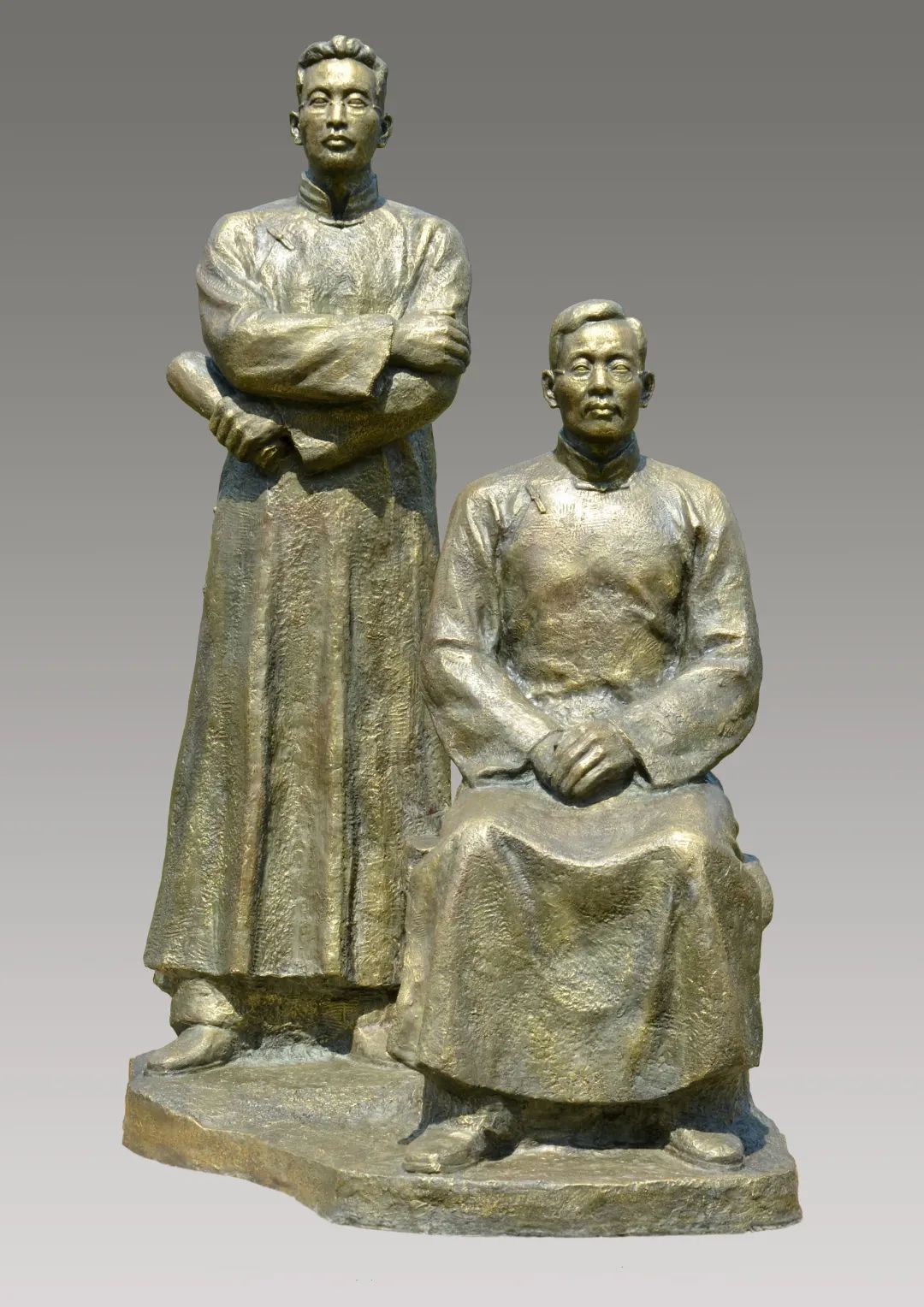 蔡增杰 《兄弟情——李书城与李汉俊》雕塑120×60×50cm2021年《兄弟