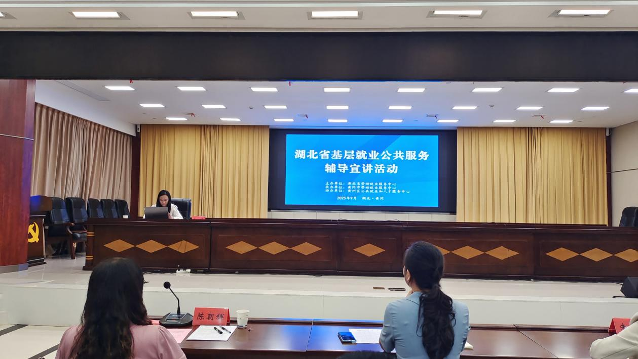 罗田县三里畈镇宜林村人社联络员李英在全市交流会上讲述为民服务故事