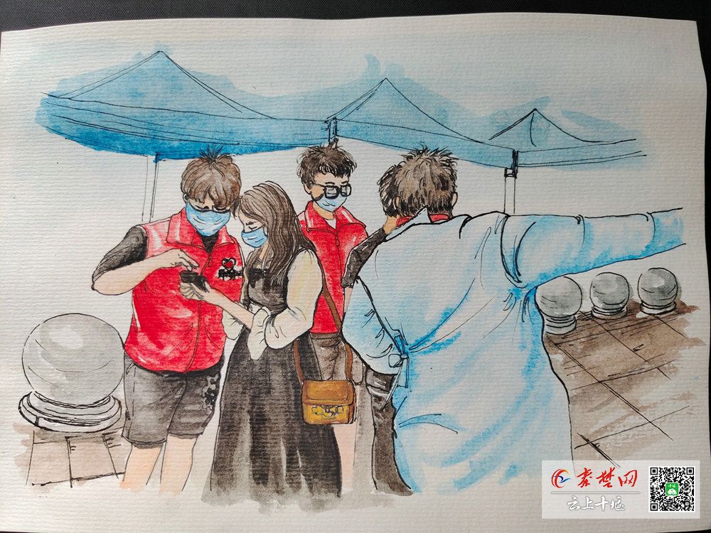 绘画记录"郧鹊"志愿服务瞬间