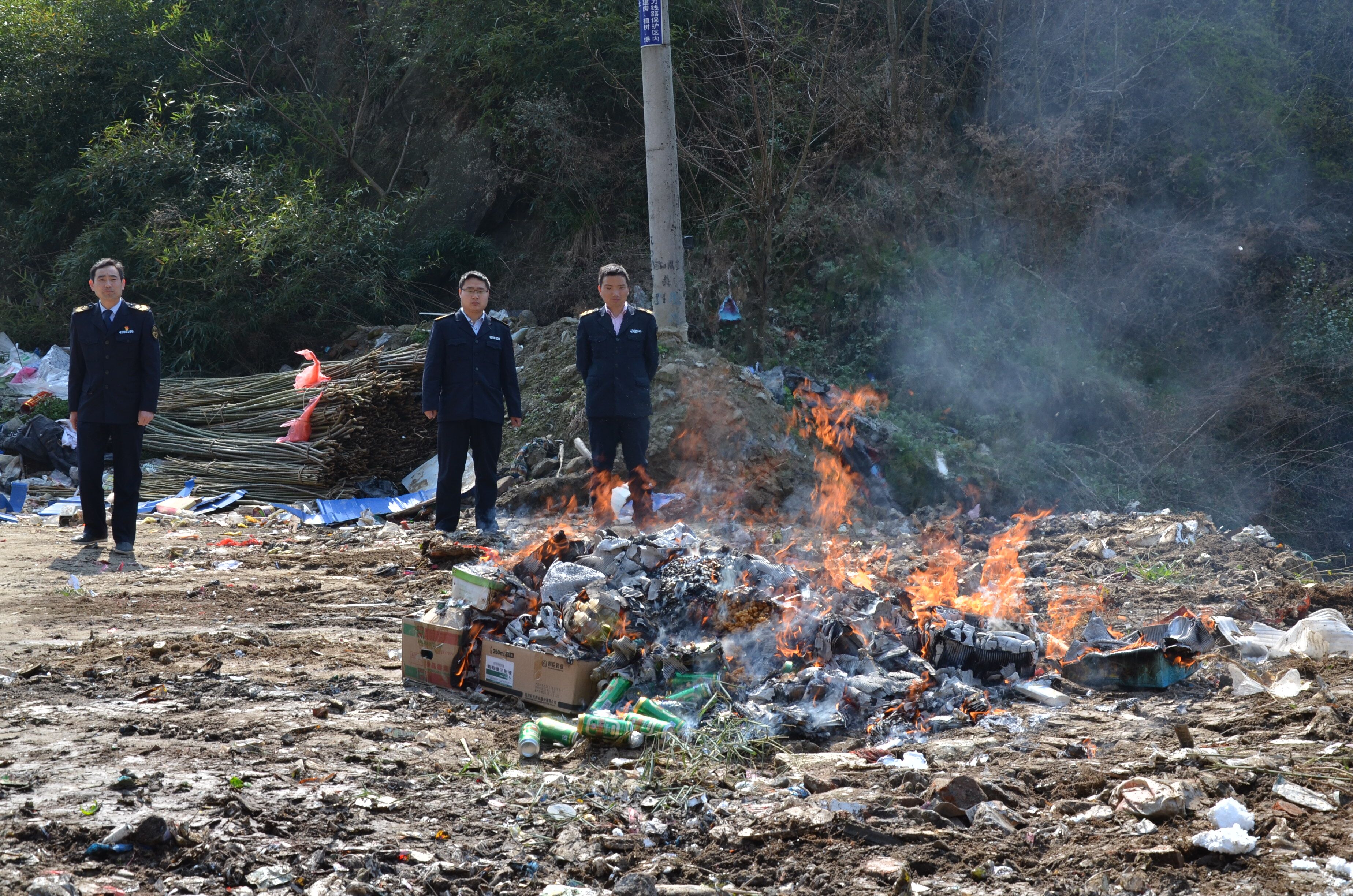 双台乡集中销毁超过保质期食品