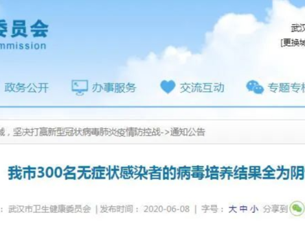最新！武漢300名無癥狀感染者的病毒培養(yǎng)結(jié)果全部為陰性