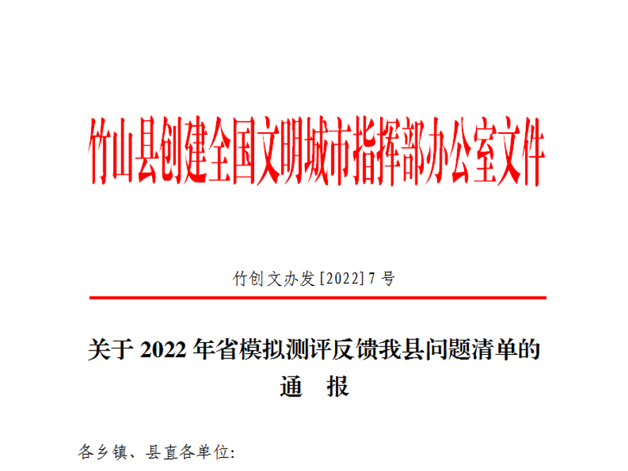 关于2022年省模拟测评反馈我县问题清单的通报