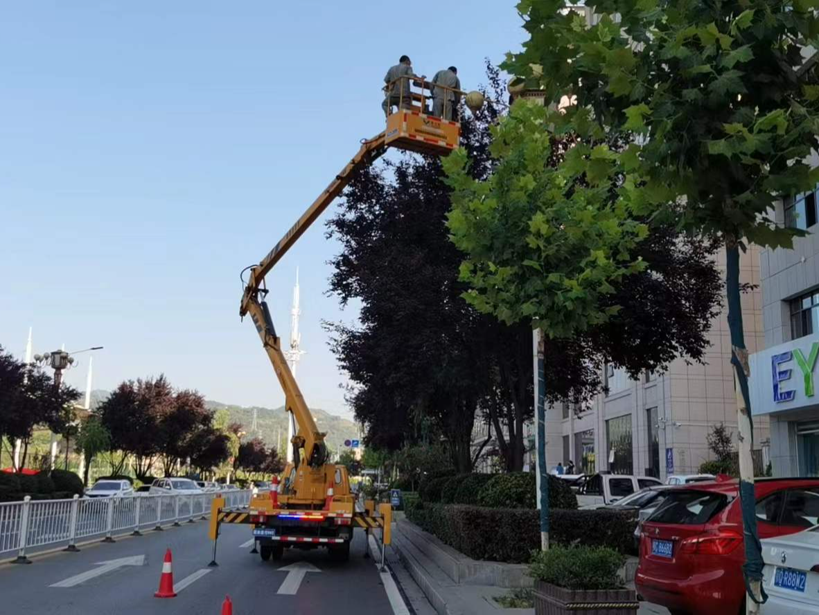县园林路灯局：路灯维修  用汗水守护光明
