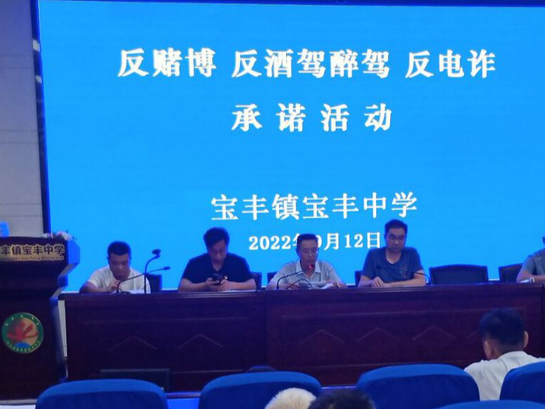 宝丰中学开展反赌博 反酒驾醉驾 反电诈公开承诺活动