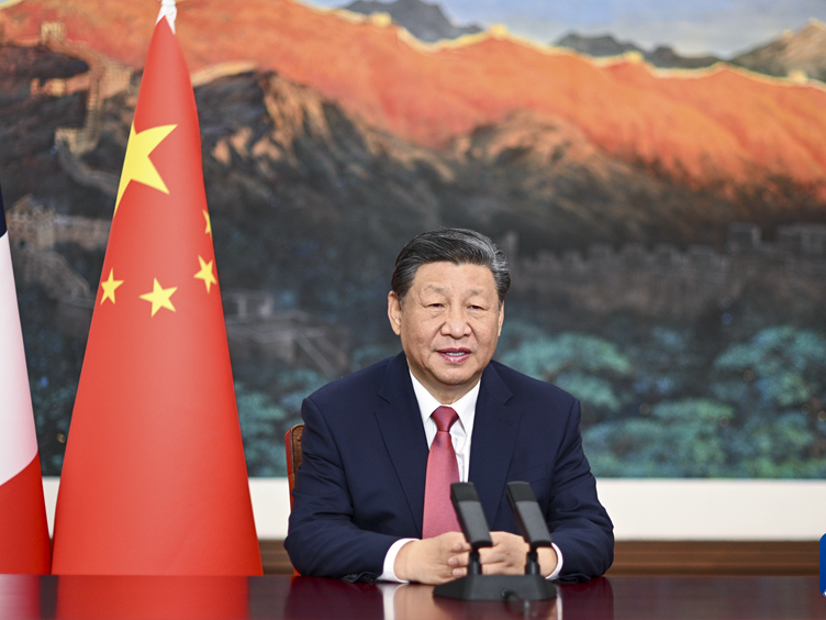 习近平向中法建交60周年招待会发表视频致辞