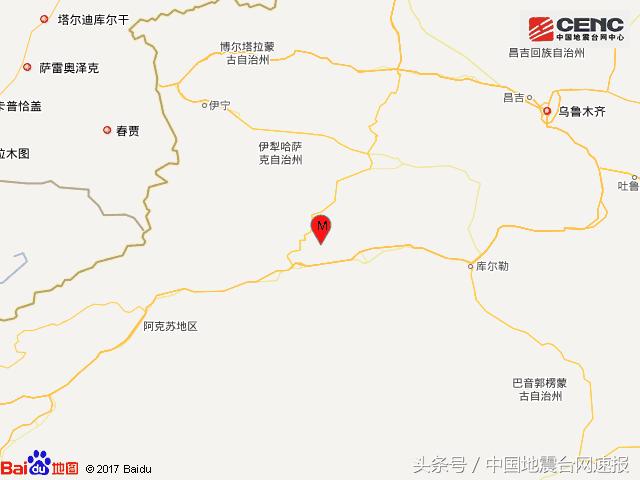 新疆阿克苏地区库车县发生5.7级地震