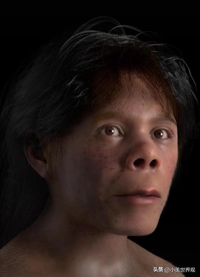 画面中,这一距今30万年至4万年前的8到9岁欧亚大陆史前人类容貌再现