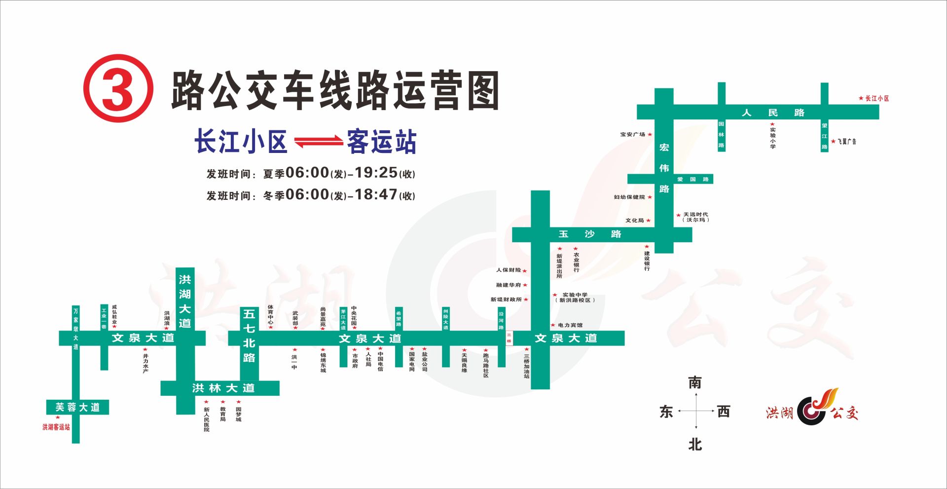 洪湖城区公交线路运营图