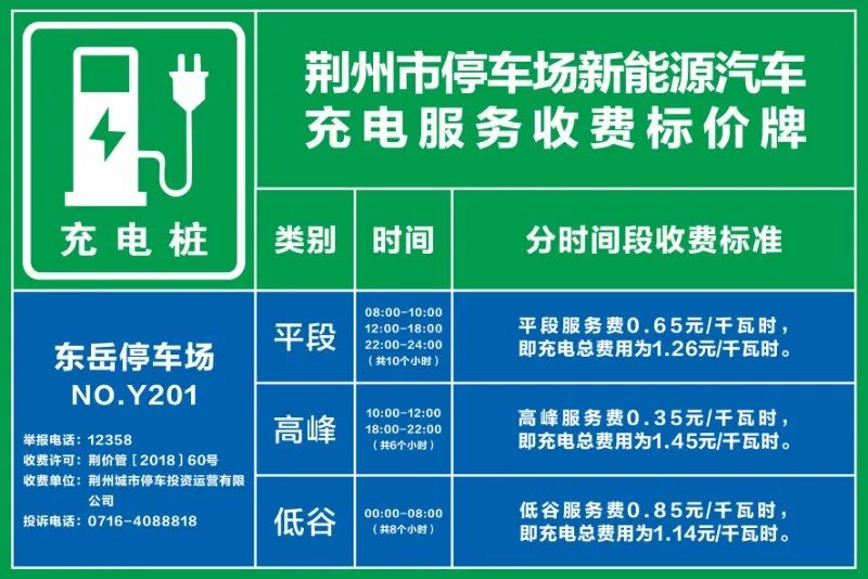 荊州城區停車場汽車充電樁開始試運營來看收費標準