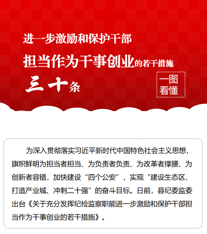 一图看懂公安县纪委监委出台30条措施激励和保护干部担当作为干事创业