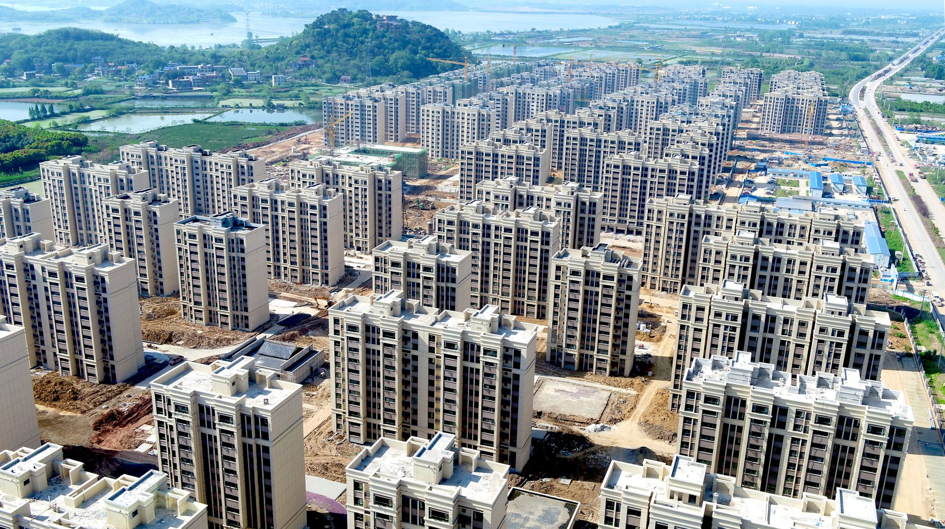 鸟瞰航空都市区杨叶安置点