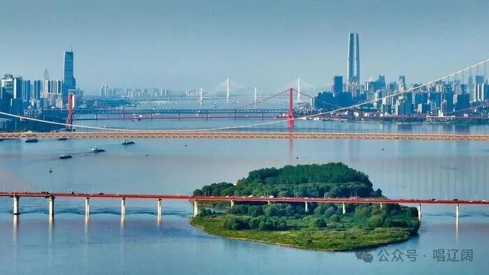 从高空俯瞰长江武汉段,水清岸美,6座跨江大桥尽收眼底。(湖北日报全媒记者 柯皓 摄)