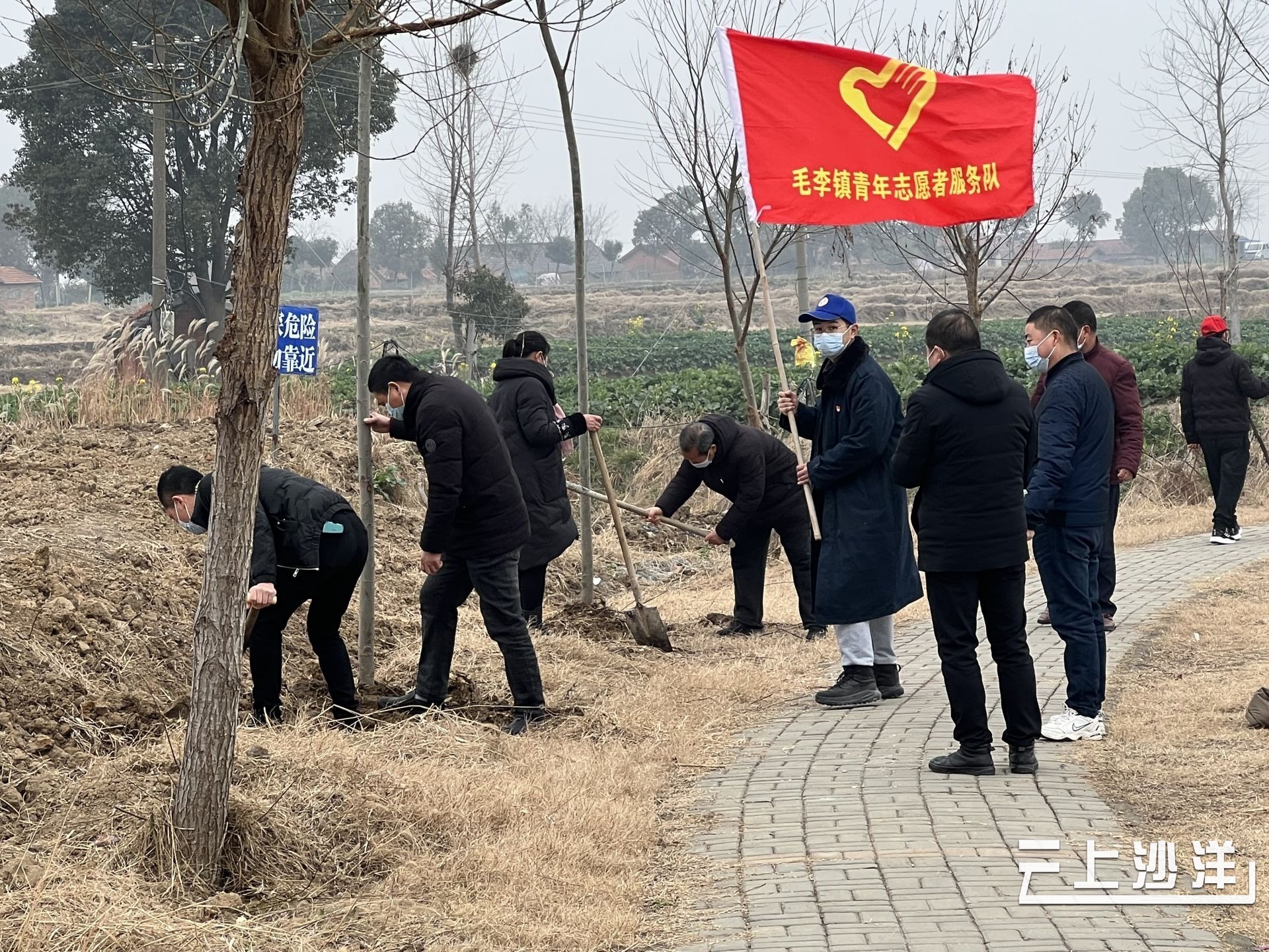 沙洋县毛李镇开展春季义务植树活动为乡村添新绿