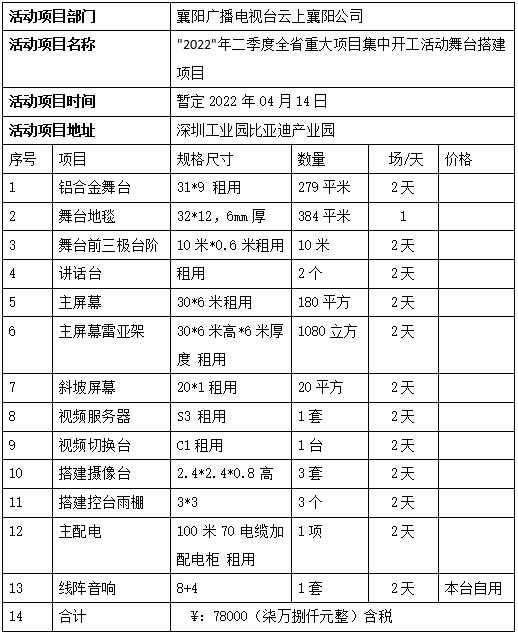 舞台搭建清单图片