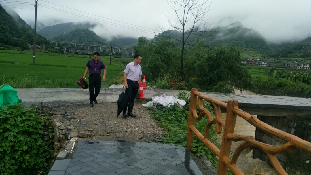 杨芳林乡干部职工察看河堤.南林桥镇干部职工巡查大坪村大塘.